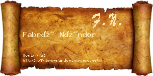 Fabró Nándor névjegykártya